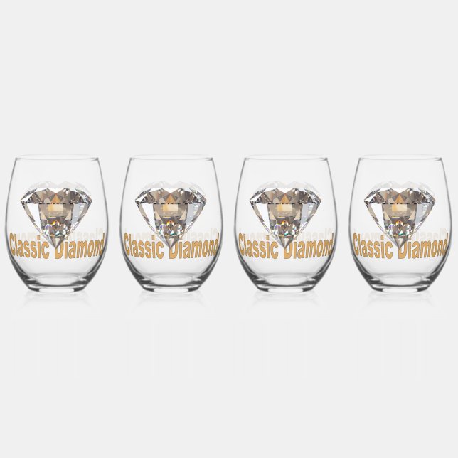 Classic Diamond Weinglas Ohne Stiel (Vorderseite)
