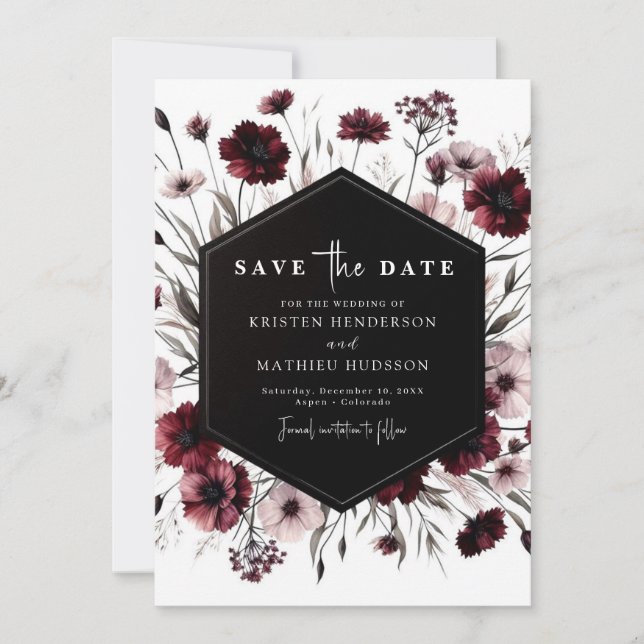 Classic Digital Burgundy Wedding Save The Date (Vorderseite)