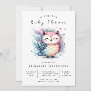 Classic Digital Owl Baby Dusche Einladung