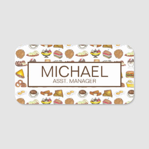 Classic Diner Restaurant Foods Manager Server Namensschild