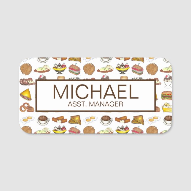 Classic Diner Restaurant Foods Manager Server Namensschild (Vorderseite)