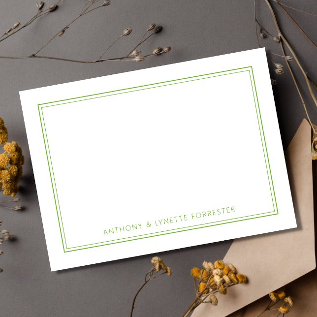 Classic Double Border Birne Green Mitteilungskarte (Von Creator hochgeladen)
