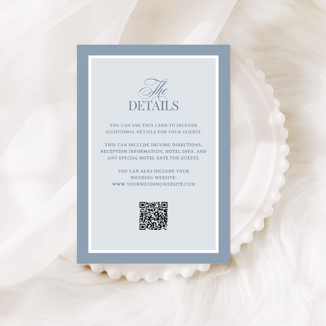 Classic Dusty Blue | QR Code Wedding Guest Details Begleitkarte (Von Creator hochgeladen)