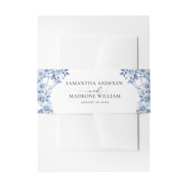 Classic Dusty Blue Rose Floral Wedding  Einladungsbanderole