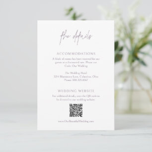 Classic Dusty Lilac QR Code Elegant Wedding Begleitkarte