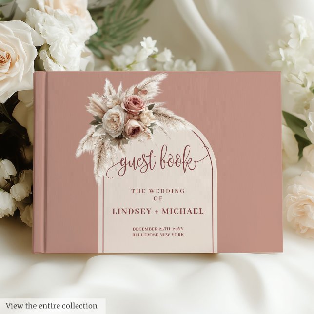 Classic Dusty Pink Pampas Grass Wedding Guest Book Gästebuch (Classic Dusty Pink Pampas Grass Wedding Guest Book)
