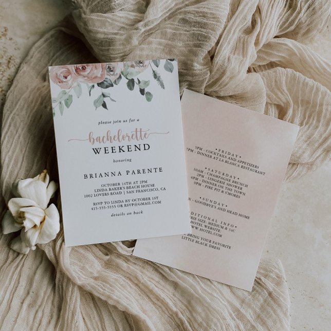 Classic Dusty Pink Rose Bachelorette Wochenende Einladung (Von Creator hochgeladen)