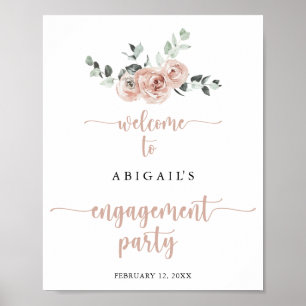 Classic Dusty Pink Rose Engagement Party Willkomme Poster