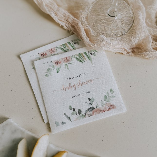 Classic Dusty Pink Rose Floral Baby Dusche Serviette (Von Creator hochgeladen)