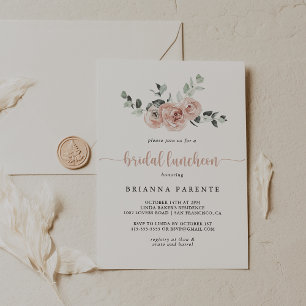 Classic Dusty Pink Rose Floral Bridal Luncheon Einladung