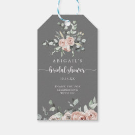 Classic Dusty Pink Rose Floral Grau Brautparty Geschenkanhänger