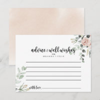 Classic Dusty Pink Rose Floral Wedding Advice Card
