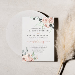 Classic Dusty Pink Rose Floral Wedding Einladung