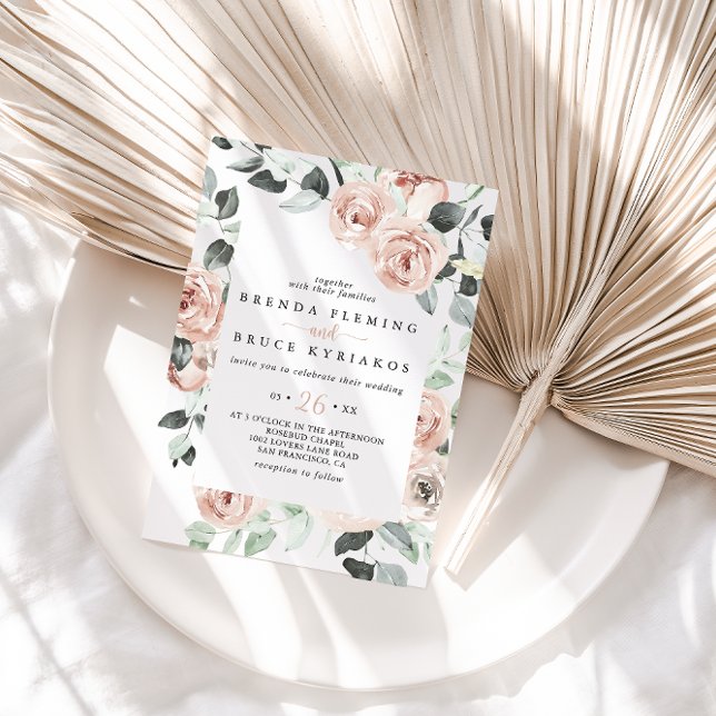Classic Dusty Pink Rose Lässige Hochzeit Einladung (Von Creator hochgeladen)