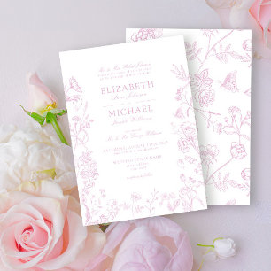 Classic Dusty Rose Chinoiserie Blumenzwiebeln Einladung