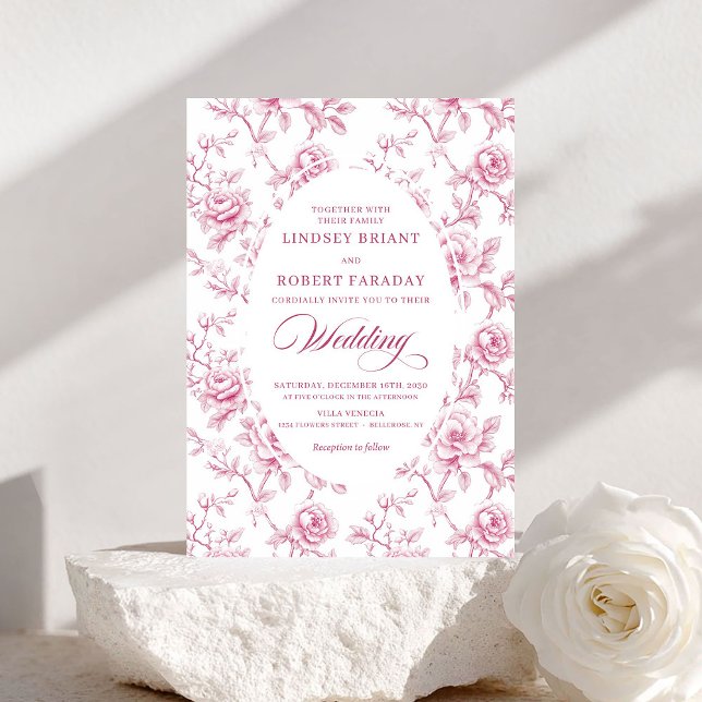 Classic Dusty Rose Rose Pattern Wedding Invitation Einladung (Classic Dusty Rose Rose Pattern Wedding Invitation)