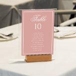 Classic Dusty Rose & White Wedding Seating Chart Tischnummer<br><div class="desc">Add a touch of romantic sophistication to your reception with our Classic Dusty Rose & White Wedding Seating Chart Table Number. Featuring a soft dusty rose background, elegant white script, and a refined white border, this table number is both functional and stylish. Perfect for helping your guests find their seats...</div>