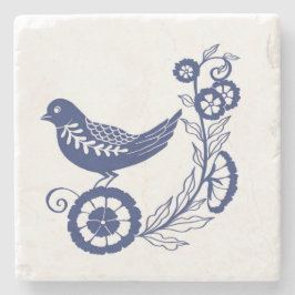 Classic Dutch Blue Delft Tile Bird Design Steinuntersetzer
