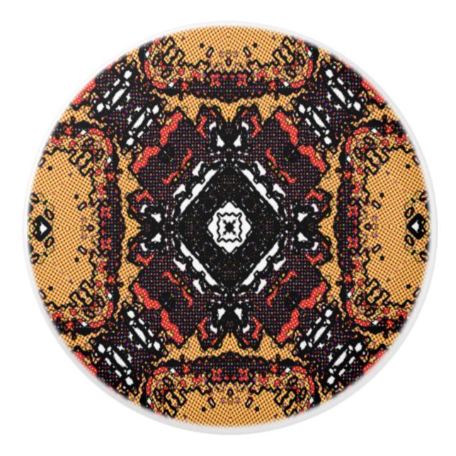 Classic Earth Tone Golden Browns Old World Pattern Keramikknauf (Vorderseite)