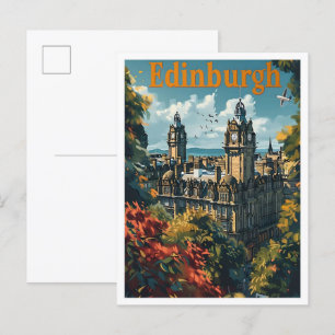Classic Edinburgh Scotland Retro Vintage Travel Postkarte