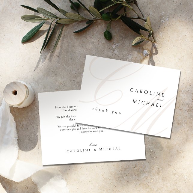 Classic Elegance Calligraphy Monogram Wedding Dankeskarte (Classic Elegance Calligraphy Monogram Wedding Thank You Card)