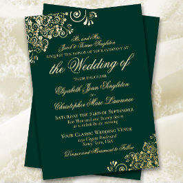 Classic Elegance Emerald Green Formal Wedding Gold Folieneinladung