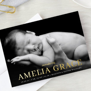 Classic Elegance Foto FOIL Geburtserklärung Folieneinladung