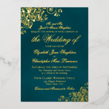 Classic Elegance Gold on Dark Teal Formal Wedding