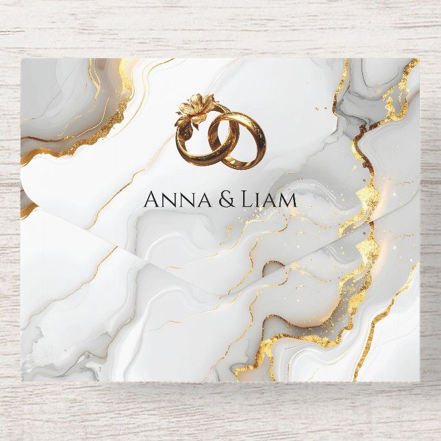 Classic Elegance Gold Wedding Invitation All-in-One-Einladung (Rückseite)