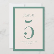 Classic Elegance Green Wedding Tischnummer Card