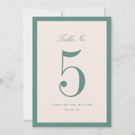 Classic Elegance Green Wedding Tischnummer Card
