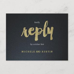 Classic Elegance - Hochzeitserfahrung RSVP Postcar Einladungspostkarte