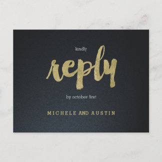 Classic Elegance - Hochzeitserfahrung RSVP Postcar Einladungspostkarte
