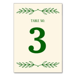 Classic Elegance Ivory & Emerald Islamic Wedding Tischnummer