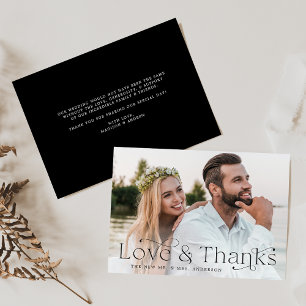 Classic Elegance Liebe und Dank Black Foto Dankeskarte
