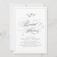 Classic Elegance Script Greenery Brautparty