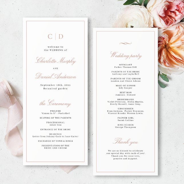 Classic Elegance Script Monogram Wedding Program Menükarte (Classic Elegance Script Monogram Wedding Program)