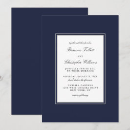 Classic Elegance Simple Navy Blue Wedding Einladung