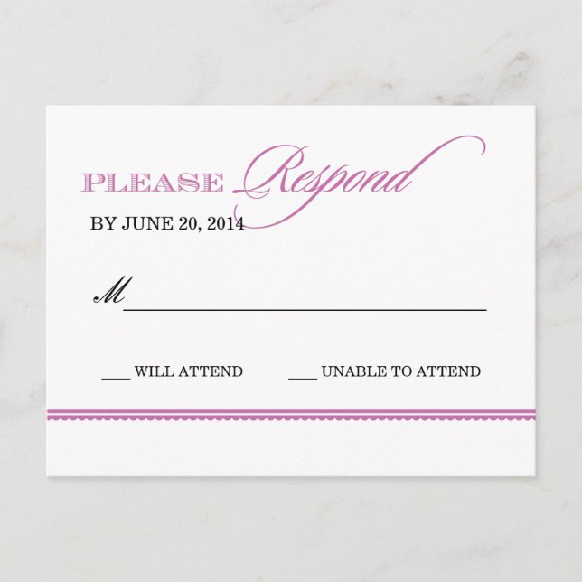 Classic Elegance Wedding Antwort Postkarte (Vorderseite)