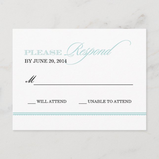 Classic Elegance Wedding Antwort Postkarte (Vorderseite)