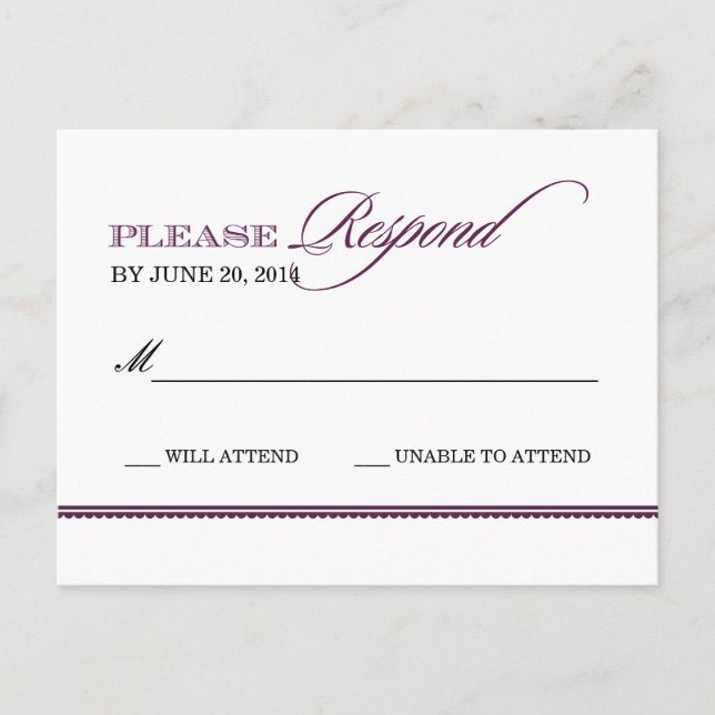 Classic Elegance Wedding Antwort Postkarte (Vorderseite)