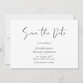 Classic Elegance White Script Save the Date Budget