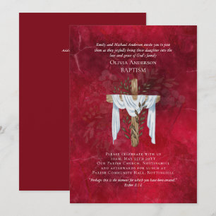 Classic Elegant BAPTISM Einladung Ruby Red
