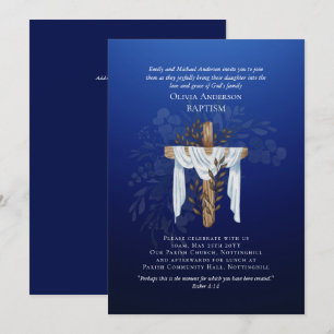 Classic Elegant BAPTISM Einladung Sapphire Blue