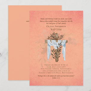 Classic Elegant BAPTISM Invitation Coral