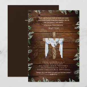 Classic Elegant BAPTISM laden Rustikales Holz ein
