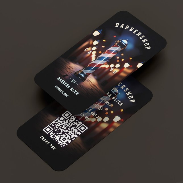 Classic Elegant Barbershop Pole Barber Stylist Visitenkarte (Classic Elegant Barbershop Pole Barber Stylist Business Card
)
