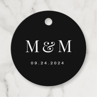 Classic Elegant Black Monogram Typography Wedding Geschenkanhänger