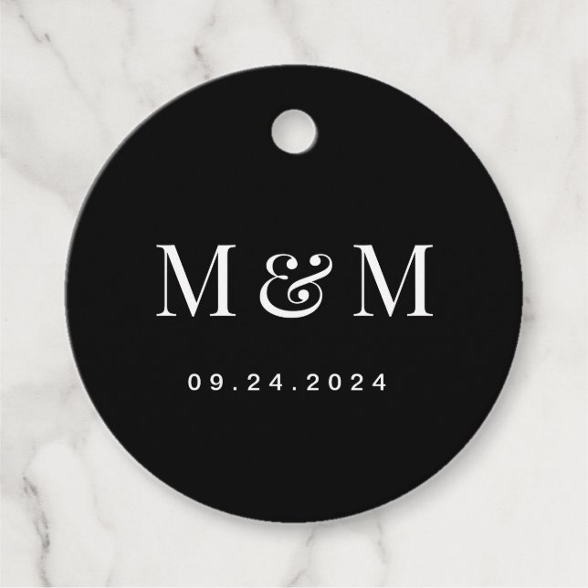 Classic Elegant Black Monogram Typography Wedding Geschenkanhänger (Vorderseite)