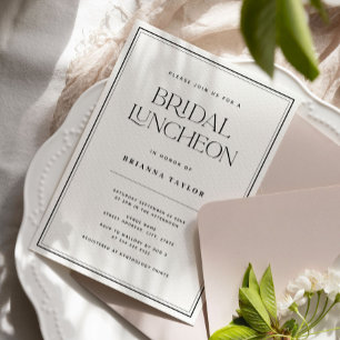 Classic Elegant Black & White Bridal Luncheon Einladung